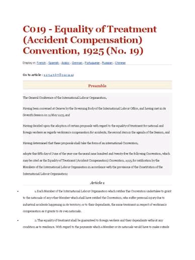 Equality of Treatment (Accident Compensation) Convention, 1925 Image